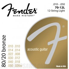 Fender 70-12L 80/20 Bronze 10-50 для 12-струнной акустической гитары
