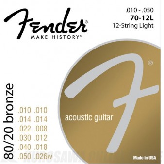 Fender 70-12L 80/20 Bronze 10-50 для 12-струнной акустической гитары