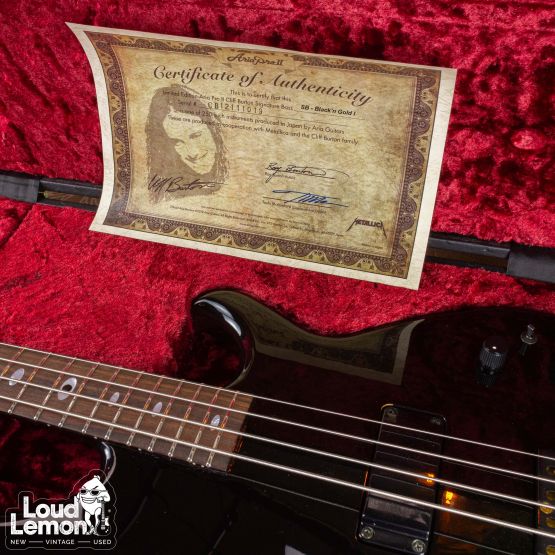 Aria Pro II SB-Black'n'Gold I Cliff Burton Signature Bass Black 2012 Japan