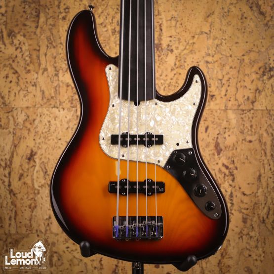 Fender American Deluxe Jazz Bass V Fretless 3-Color Sunburst 1996 USA безладовая бас-гитара