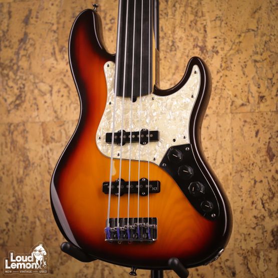 Fender American Deluxe Jazz Bass V Fretless 3-Color Sunburst 1996 USA безладовая бас-гитара