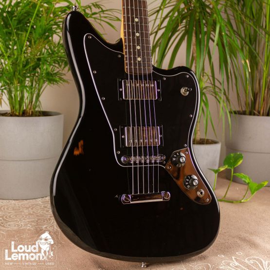 ‌Fender Jaguar Blacktop HH Black 2012 Mexico электрогитара