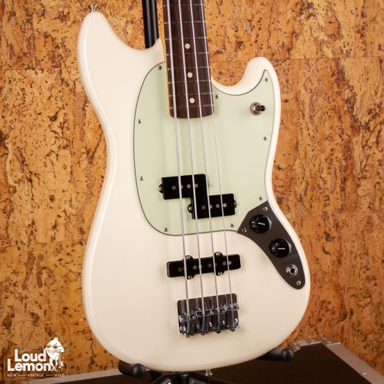 Fender Mustang Bass PJ Olympic White 2016 Mexico бас-гитара
