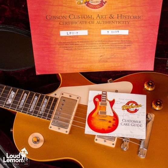 Gibson Custom Shop Historic Collection 1957 Les Paul Gold Top Reissue R7 Antique Gold 2002 USA элктрогитара
