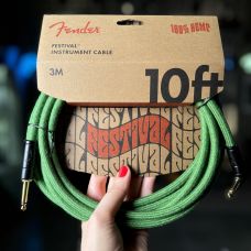 Fender 10' Angled Festival Pure Hemp Green гитарный кабель 3 метра