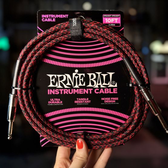 Ernie Ball 6394 кабель гитарный прямой 3 метра красный