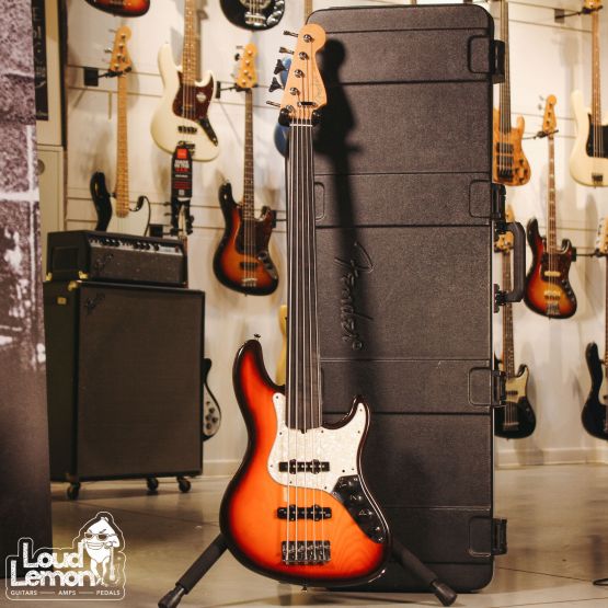 Fender American Deluxe Jazz Bass V Fretless Sunburst 1996 USA бас-гитара