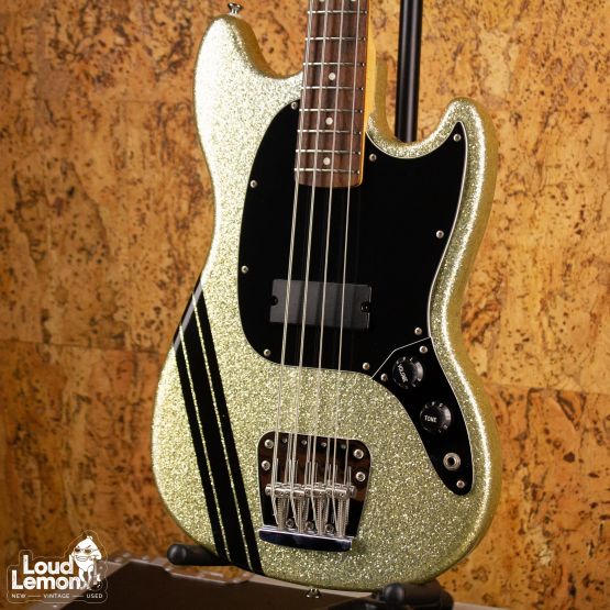 Squier Mikey Way Signature Mustang Bass Large Flake Silver Sparkle 2011 Indonesia бас-гитара