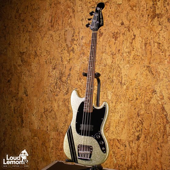Squier Mikey Way Signature Mustang Bass Large Flake Silver Sparkle 2011 Indonesia бас-гитара