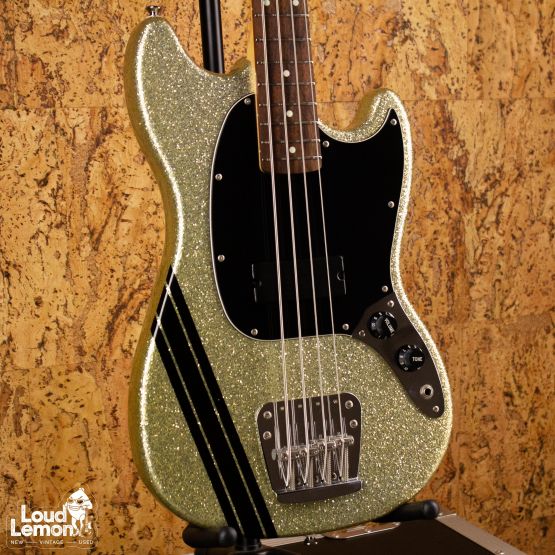 Squier Mikey Way Signature Mustang Bass Large Flake Silver Sparkle 2011 Indonesia бас-гитара