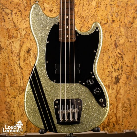 Squier Mikey Way Signature Mustang Bass Large Flake Silver Sparkle 2011 Indonesia бас-гитара