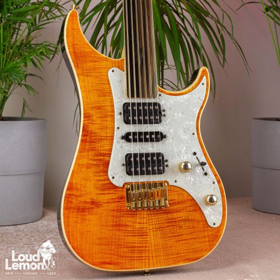 Vigier Excalibur Surfreter Special Fretless Amber 2004 France безладовая электрогитара