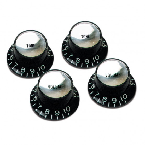 Gibson Top Hat Knobs черный-серебро ручки 4 шт.
