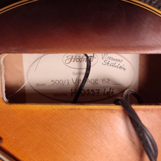 Höfner 500/1 Vintage '62 Violin Bass Left Handed Sunburst 2010 Germany бас-гитара